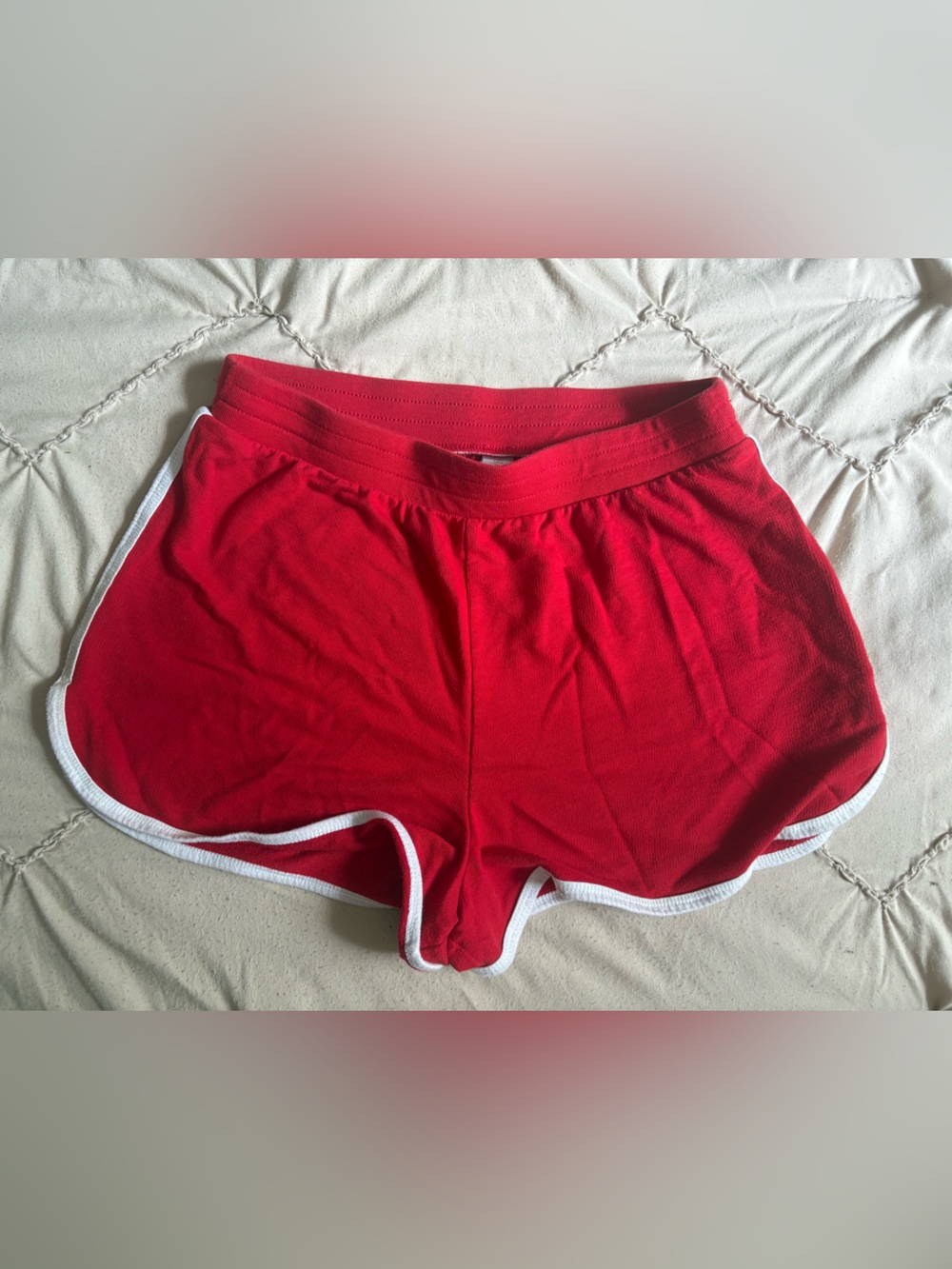 No Boundaries Red Athletic Shorts with White Trim